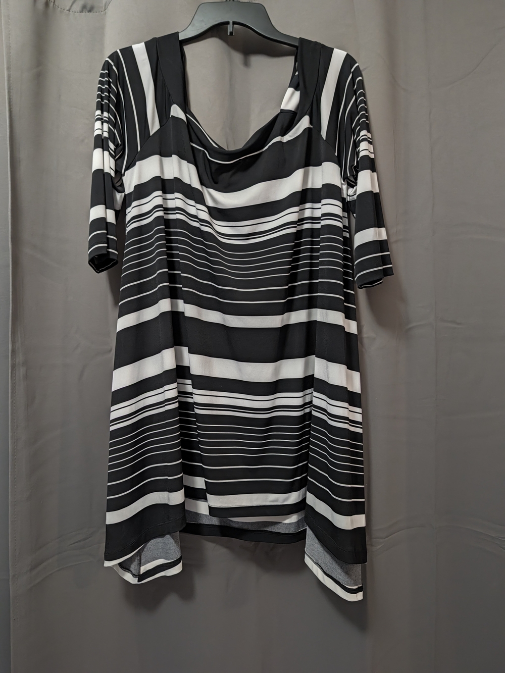 Chico's Black & White Striped Cowl-Neck Tunic